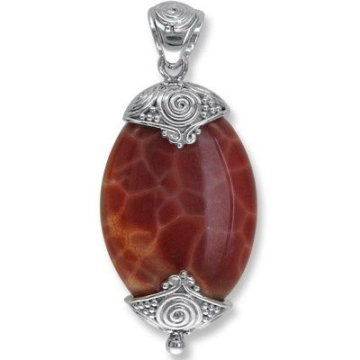 Fire Agate Sterling Silver Pendant