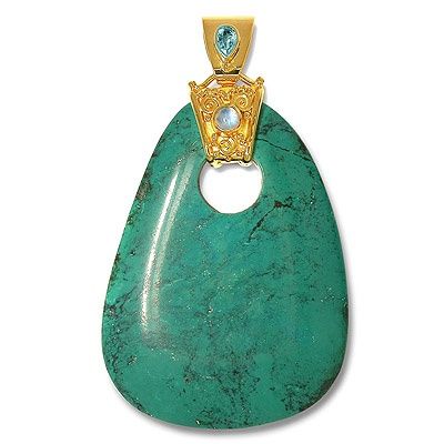 22K Vermeil Freeform Turquoise Pendant