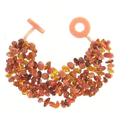 Amber and Peach Stone Beaded Bracelet