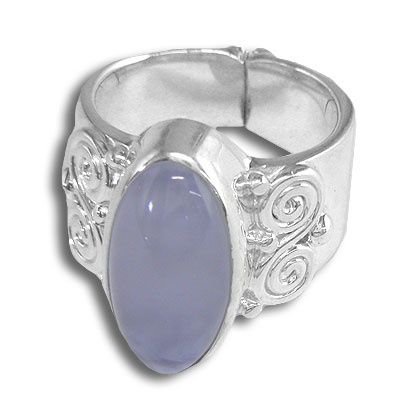 Blue Chalcedony Sterling Silver Ring