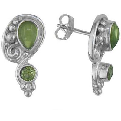 Sterling Silver Peridot Post Earrings 