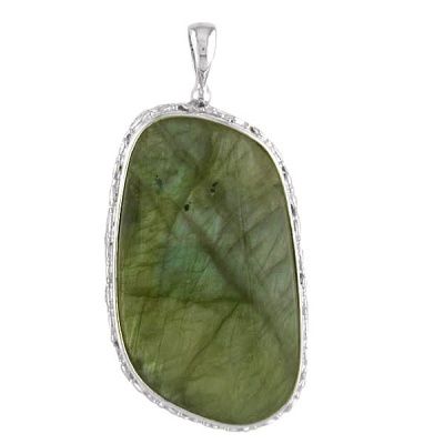 Sterling Silver Trillion Free Form Labradorite Pendant