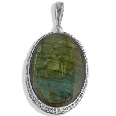 Sterling Silver Oval Labradorite Pendant