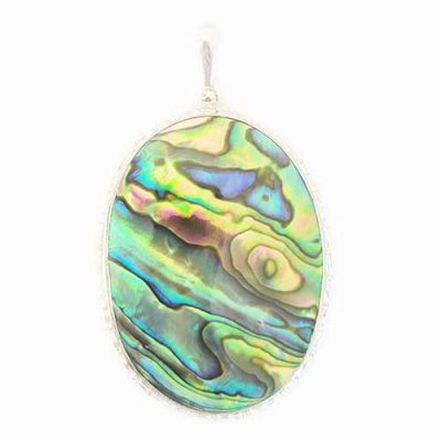 Sterling Silver Oval Paua Shell Pendant