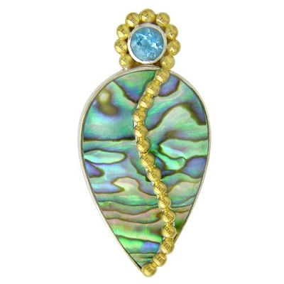 Paua Shell Pendant with Blue Topaz and Vermeil Beads