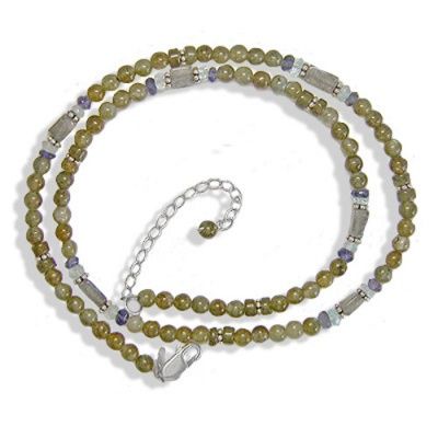 Labradorite Beaded Necklace with Iolite and Aquamarine