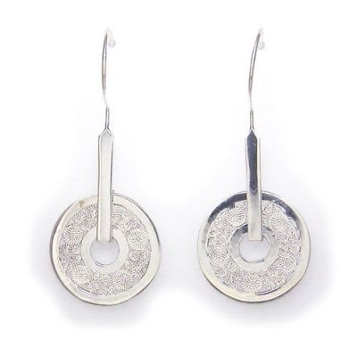 Sterling Silver Hancrafted Filigree Circle Earrings 
