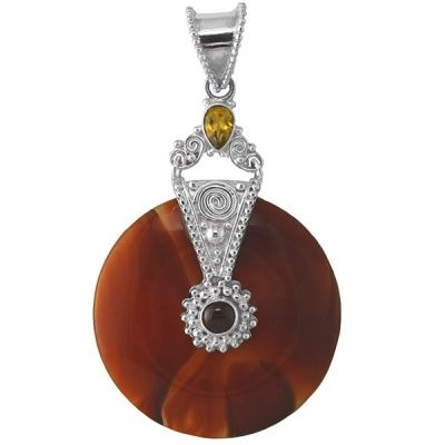 Carnelian, Citrine & Garnet Pendant