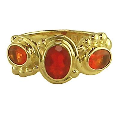 Vermeil Mexican Fire Opal Ring