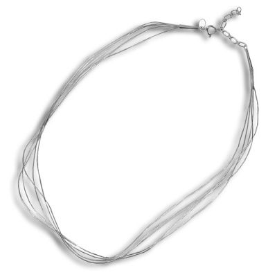 Liquid Silver Five Strand Necklace with Spring Ring Clasp