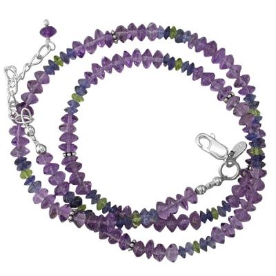 Amethyst, Iolite, & Peridot Beaded Necklace