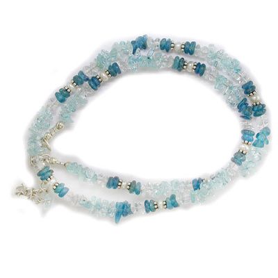 Apatite, Blue Topaz, Crystal, and Pearl Necklace 18" + 2" 