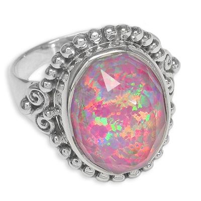 Lotus Pink Opal Quartz Ring