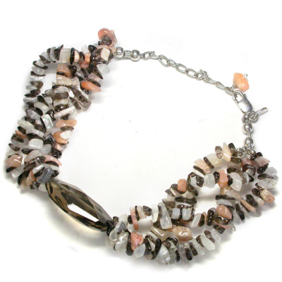Moonstone and Smoky Quartz Beaded Bracelet