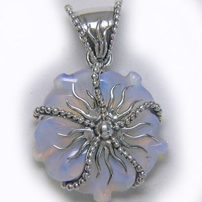 Sea Opal Flower Pendant