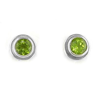 Faceted Round Peridot Post Earrings