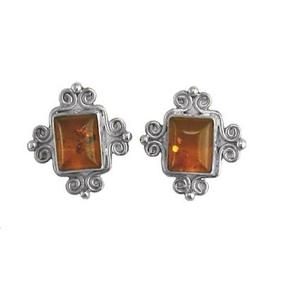 Hand-Crafted Amber Post Earrings 