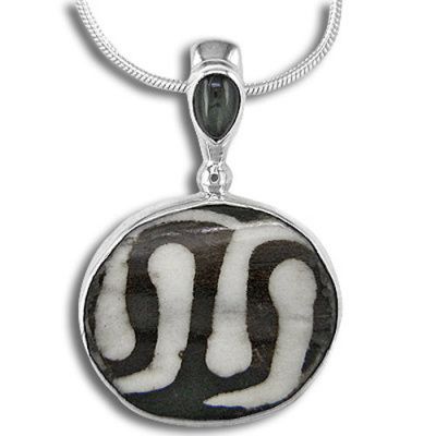 Mud Bead and Black Star Diopside Pendant with Chain