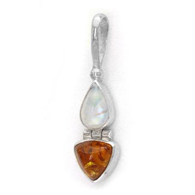 Rainbow Moonstone and Amber Hinged Pendant