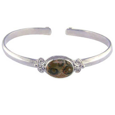 Sterling Silver Leopardskin Jasper Cuff Bracelet