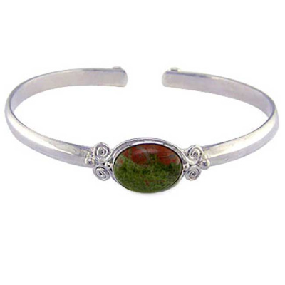 Sterling Silver Unakite Cuff Bracelet