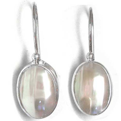Sterling Silver Mabe Pearl Latchback Earrings
