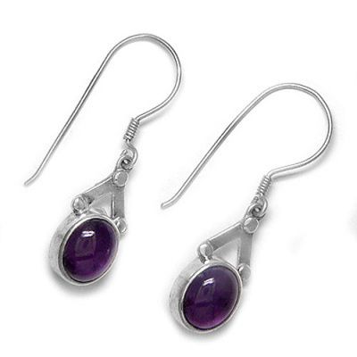 Hand Crafted Amethyst Oval Dangle Earrings