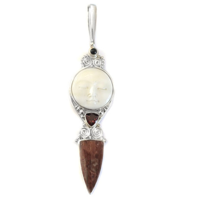 Goddess Pendant with Fantasy Jasper, Garnet & Diopside