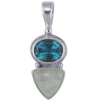 Moonstone and Faceted Blue Topaz Pendant