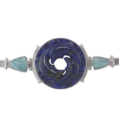 Lapis Dancing Dolphins Bracelet