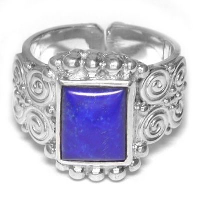 Sterling Silver Lapis Rectangle Ring