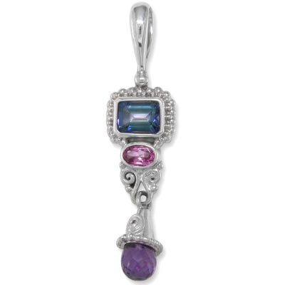 Neptune and Passion Pink Topaz Pendant with Amethyst