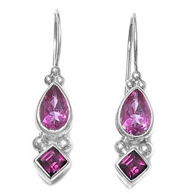 Passion Pink Topaz and Rhodolite Latch-Back Earrings