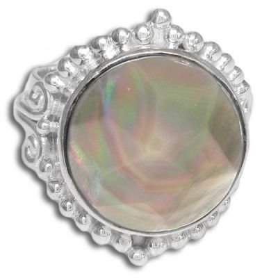 Faceted Black Rainbow Shell Ring