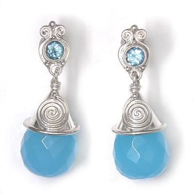 Blue Opalite and Blue Topaz Earrings