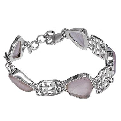 Free-form Rose Quartz Link Bracelet