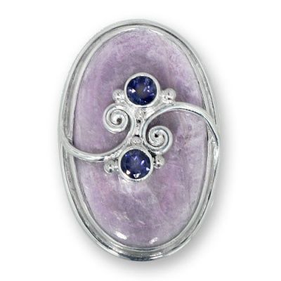 Lepidolite Ring with Iolite