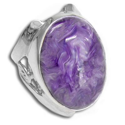 Sterling Silver Charoite Oval Ring 