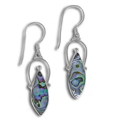 Sterling Silver Hand Crafted Paua Shell Dangle Earrings