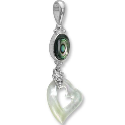 Mother of Pearl Heart & Abalone Shell Pendant