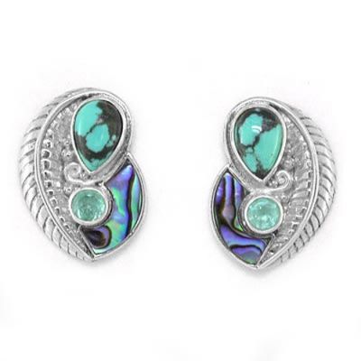 Turquoise, Apatite & Paua Shell Post Earrings