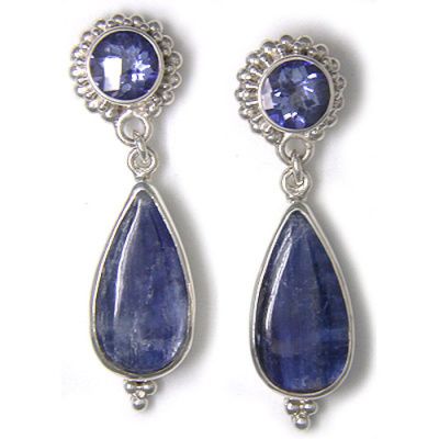 Kyanite & Moon Dawn Topaz Post Earrings