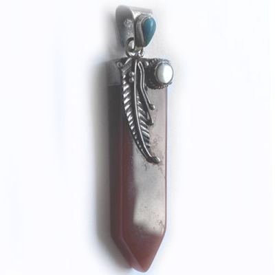 Red Agate Pendulum Pendant with Peruvian Turquoise (Chrysocolla)