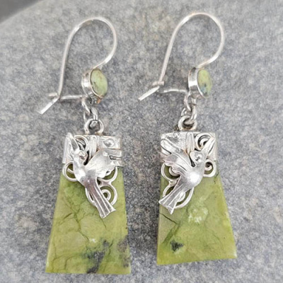 Peruvian Serpentine Earrings with Hummingbird