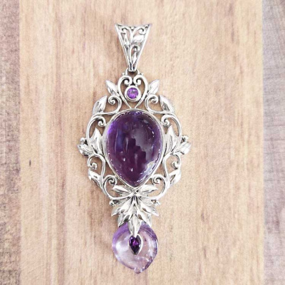 Botanical Pendant with Amethyst Calla Lily 