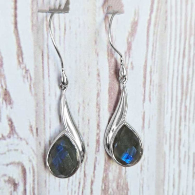 One of a Kind Faceted Labradorite Earrings