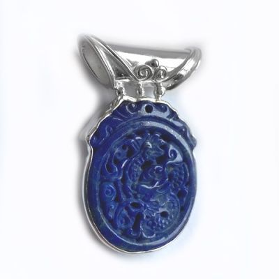 Lapis Dragon Pendant with Tube Bale