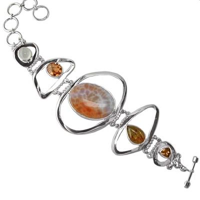 Fire Agate Multi-Gemstone Bracelet