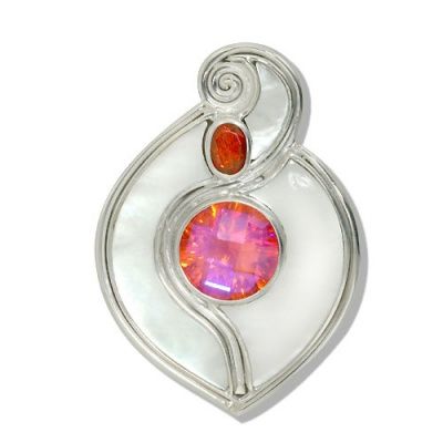 Mother of Pearl Pendant with Sunset Quartz & Fire Opal 