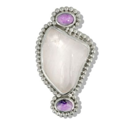 Freeform Rose Quartz Ring with Amethyst